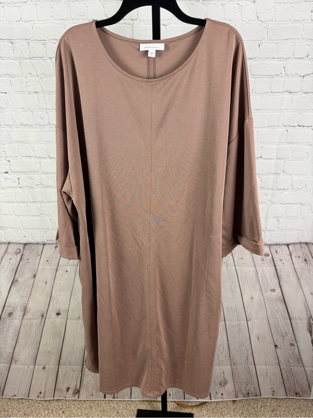 J. Jill Pure Jill Sand-Washed Pique Relaxed Shift Dress Mauve Brown Size 2X
